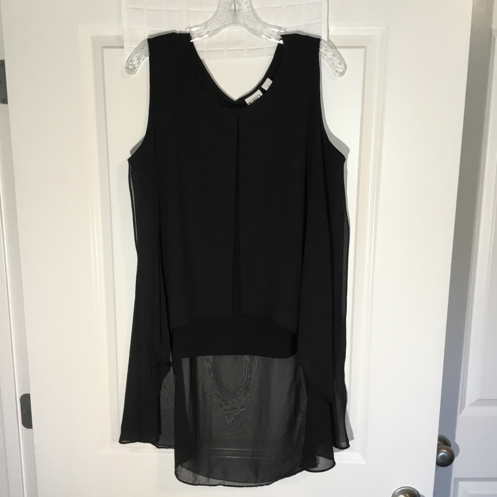 Cato Three Layered Sheered Sleeveless Top Black Size L